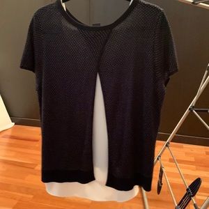 Adorable Split Back Sweater with attached blouse/Cami, size Large